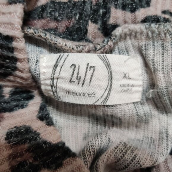 Maurices XL Leopard Print Ribbed Stretch Knit Mock Neck Long Sleeve Top Blouse - Picture 7 of 8